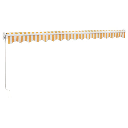 vidaXL Retractable Awning Yellow and White 4.5x3 m Fabric and Aluminium