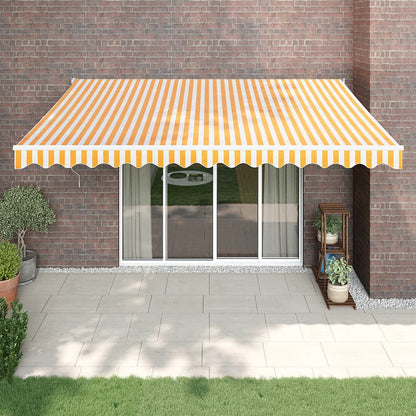 vidaXL Retractable Awning Yellow and White 4.5x3 m Fabric and Aluminium