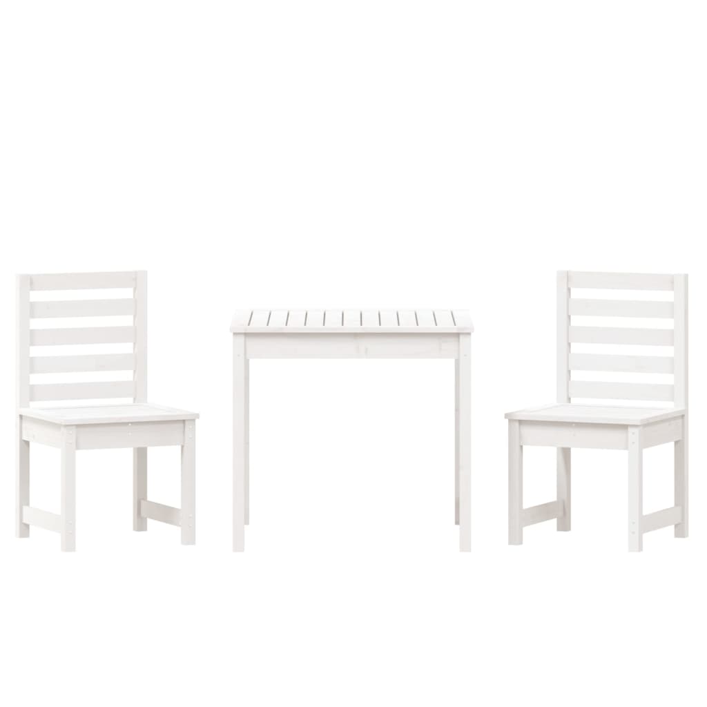 vidaXL 3 Piece Garden Bistro Set White Solid Wood Pine