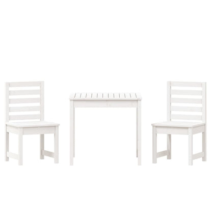 vidaXL 3 Piece Garden Bistro Set White Solid Wood Pine