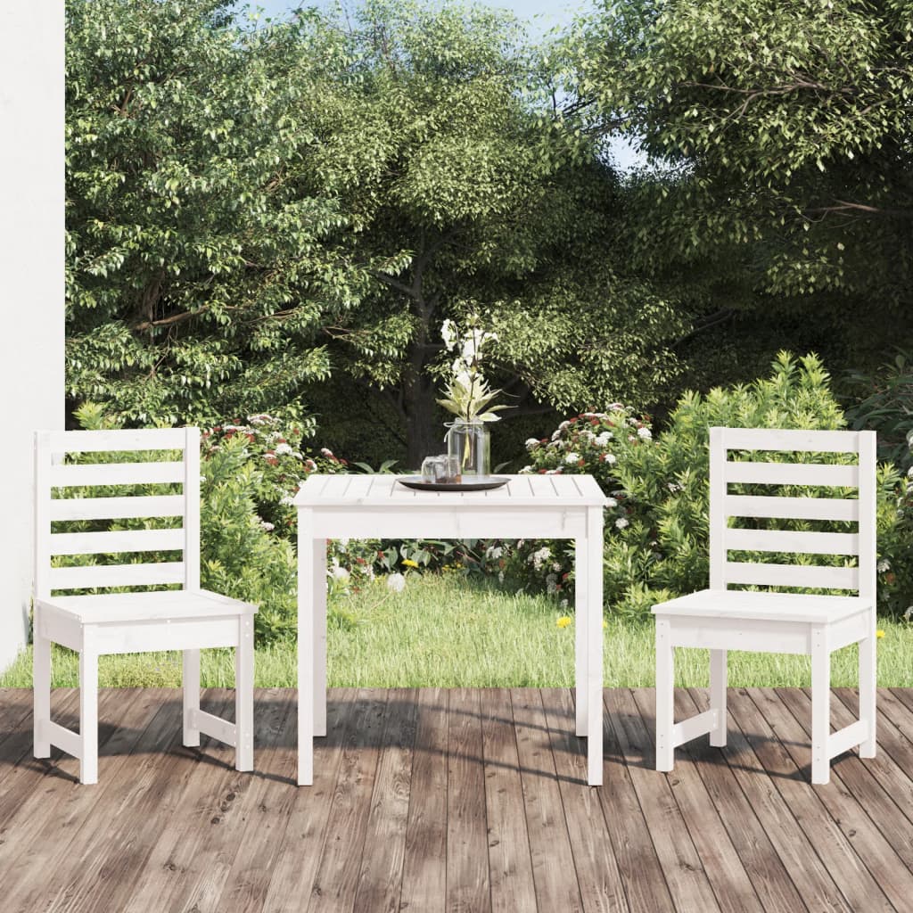 vidaXL 3 Piece Garden Bistro Set White Solid Wood Pine