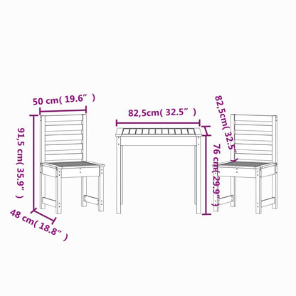 vidaXL 3 Piece Garden Bistro Set Solid Wood Douglas