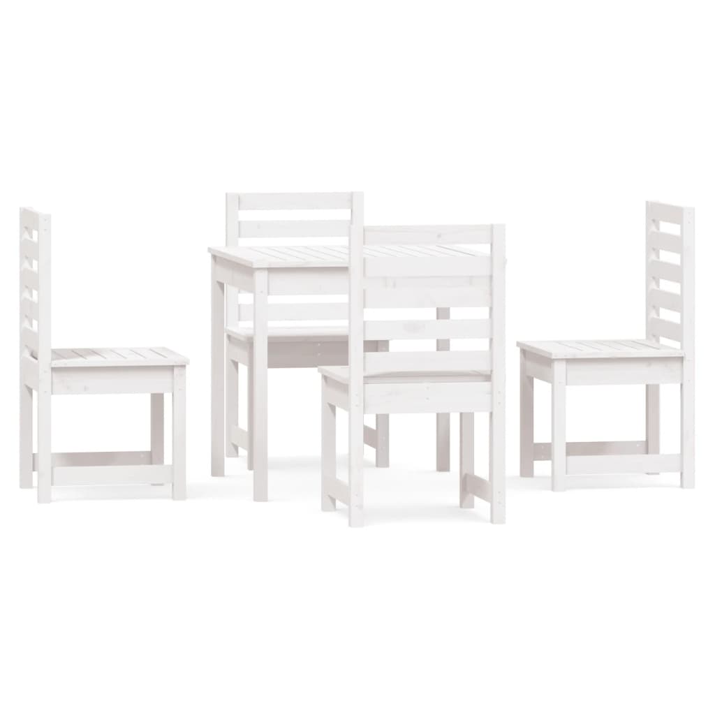 vidaXL 5 Piece Garden Dining Set White Solid Wood Pine