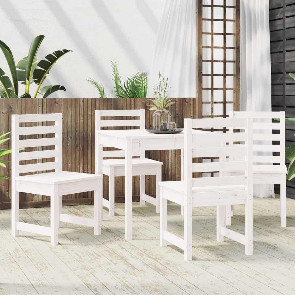 vidaXL 5 Piece Garden Dining Set White Solid Wood Pine