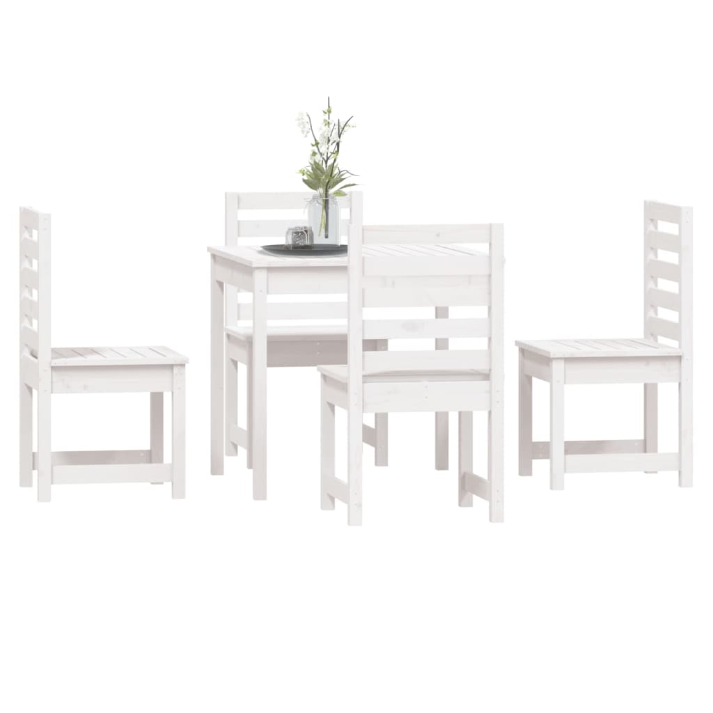 vidaXL 5 Piece Garden Dining Set White Solid Wood Pine
