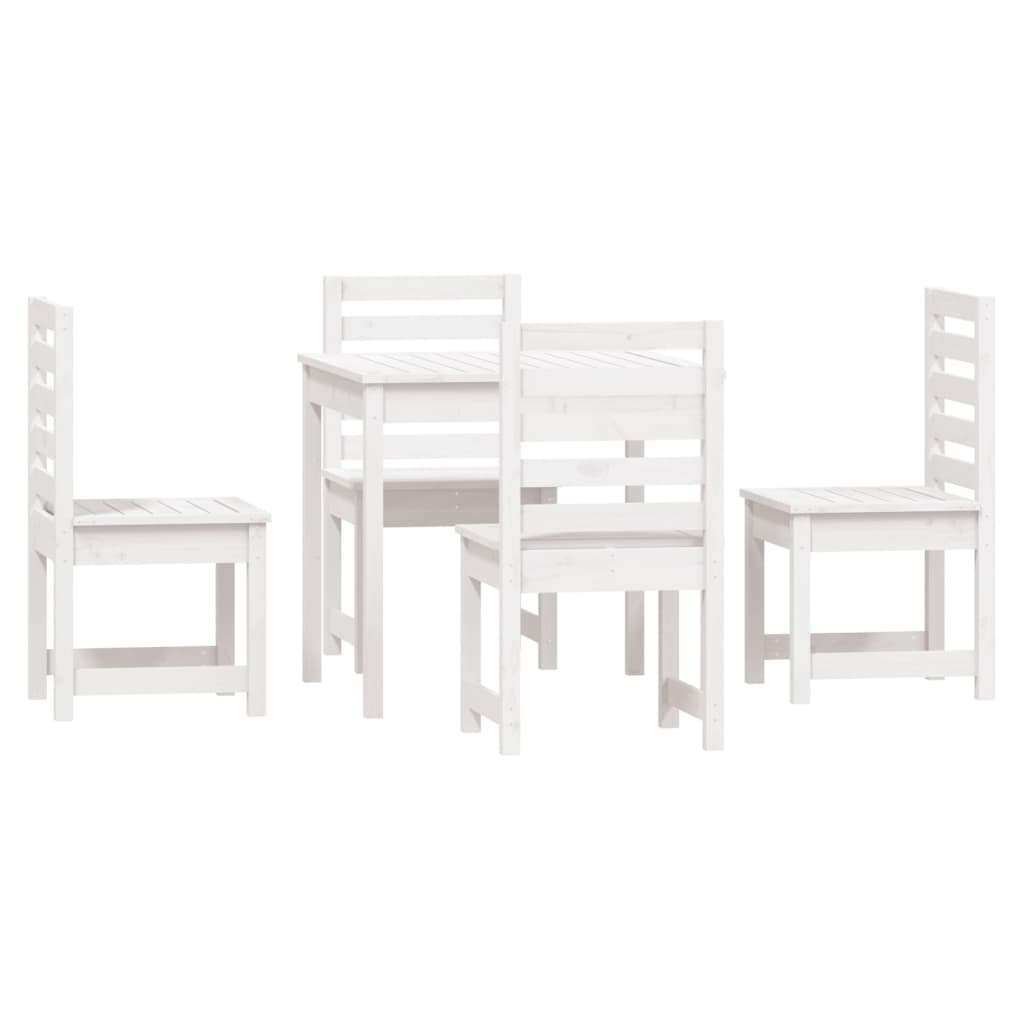 vidaXL 5 Piece Garden Dining Set White Solid Wood Pine
