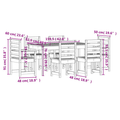 vidaXL 7 Piece Garden Dining Set Solid Wood Douglas