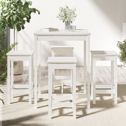 vidaXL 5 Piece Garden Bar Set White Solid Wood Pine