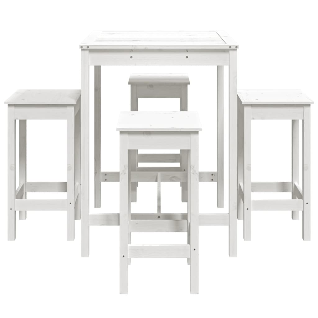 vidaXL 5 Piece Garden Bar Set White Solid Wood Pine