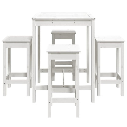 vidaXL 5 Piece Garden Bar Set White Solid Wood Pine