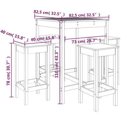 vidaXL 5 Piece Garden Bar Set White Solid Wood Pine
