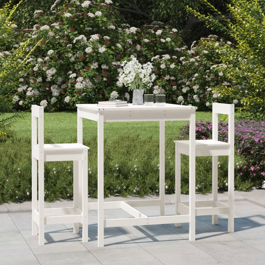 vidaXL 3 Piece Garden Bar Set White Solid Wood Pine