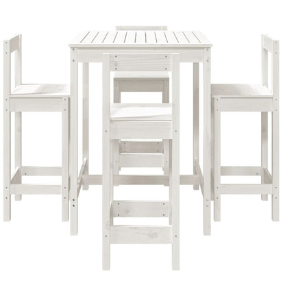 vidaXL 5 Piece Garden Bar Set White Solid Wood Pine