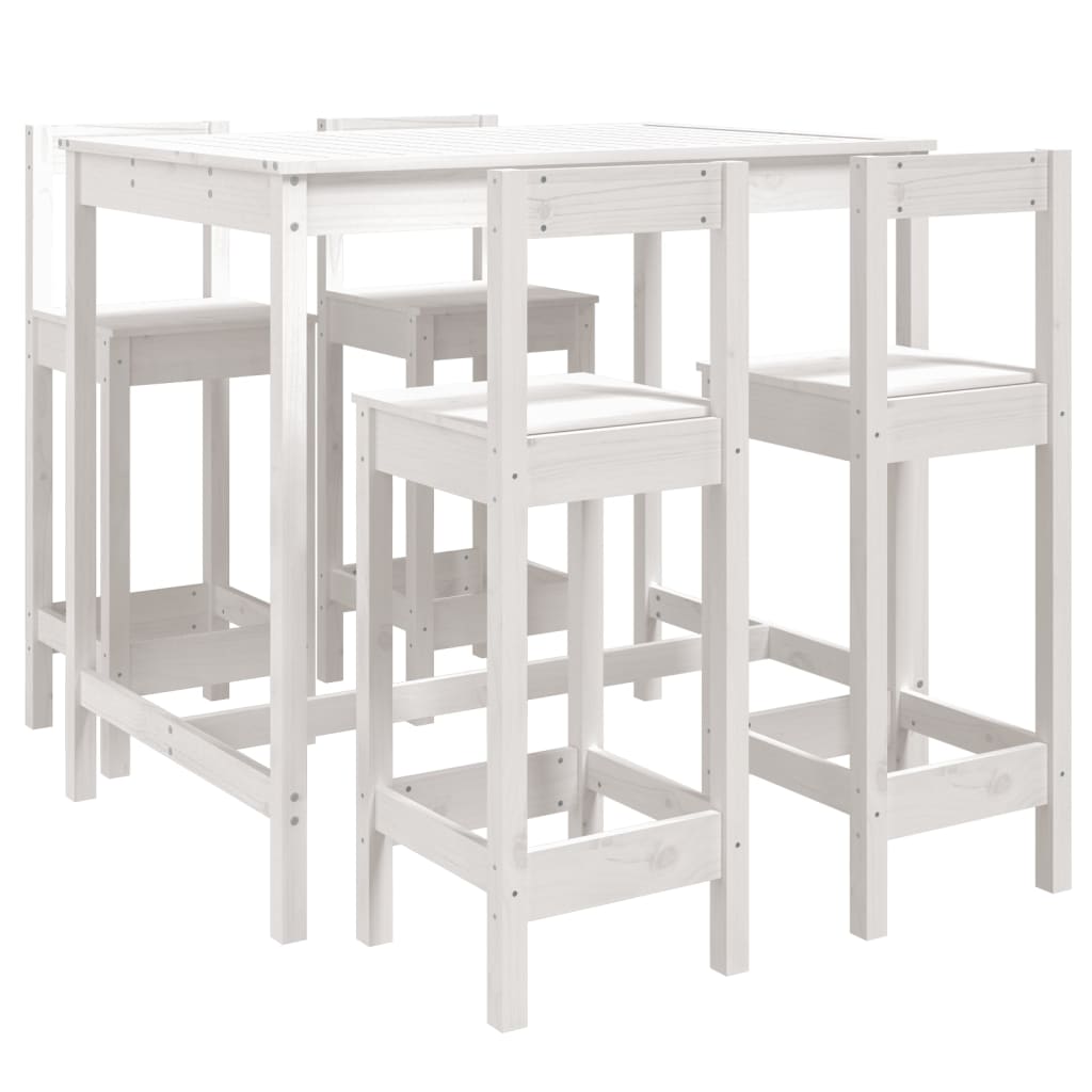 vidaXL 5 Piece Garden Bar Set White Solid Wood Pine