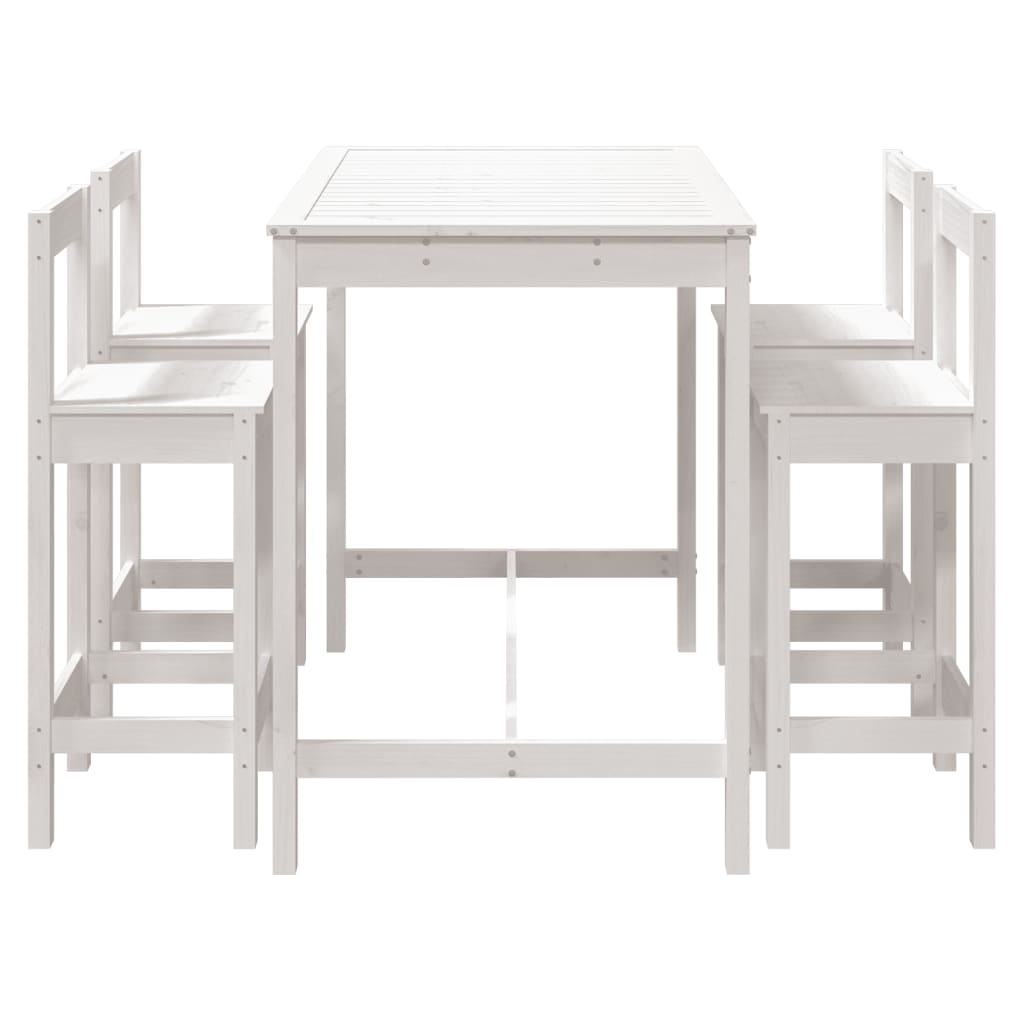 vidaXL 5 Piece Garden Bar Set White Solid Wood Pine