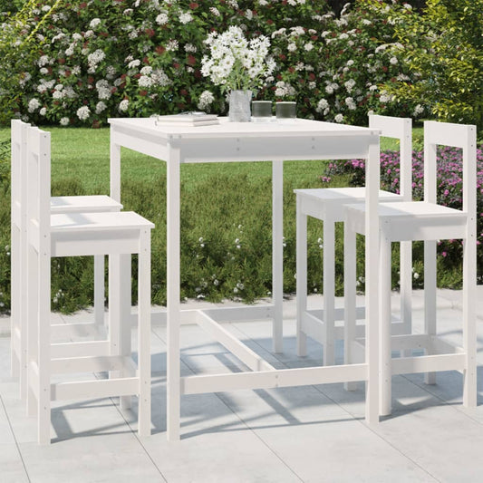 vidaXL 5 Piece Garden Bar Set White Solid Wood Pine