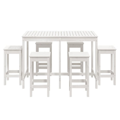 vidaXL 7 Piece Garden Bar Set White Solid Wood Pine