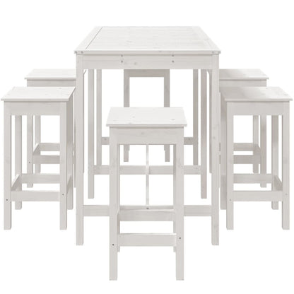 vidaXL 7 Piece Garden Bar Set White Solid Wood Pine