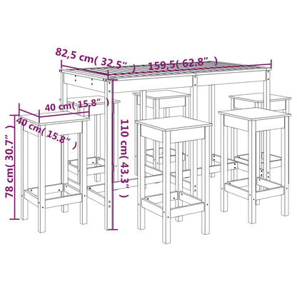 vidaXL 7 Piece Garden Bar Set White Solid Wood Pine