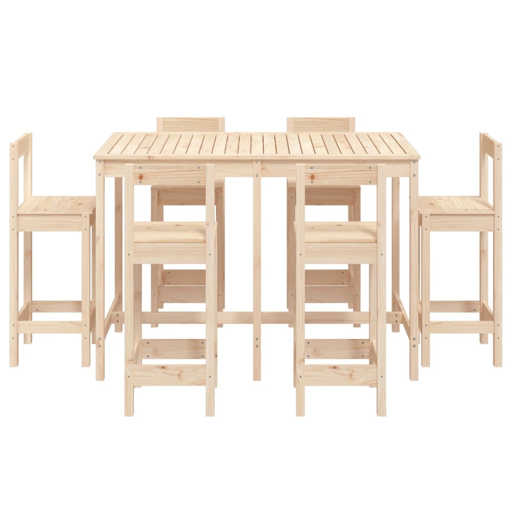 vidaXL 7 Piece Garden Bar Set Solid Wood Pine