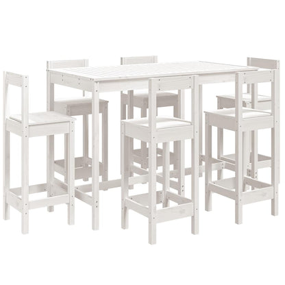 vidaXL 7 Piece Garden Bar Set White Solid Wood Pine