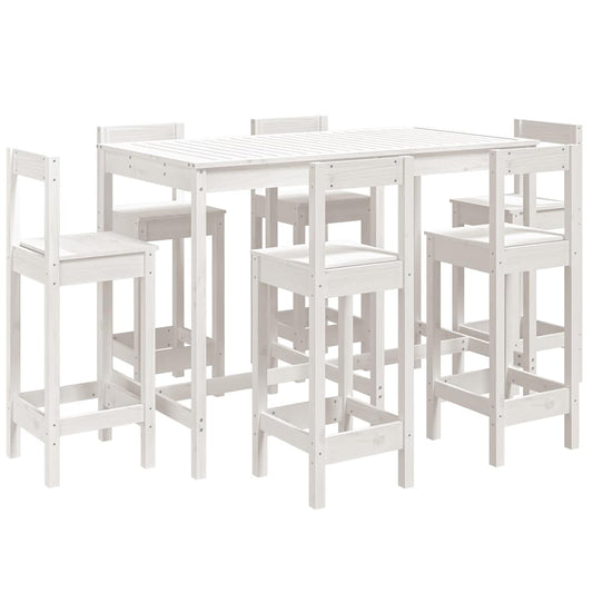 vidaXL 7 Piece Garden Bar Set White Solid Wood Pine