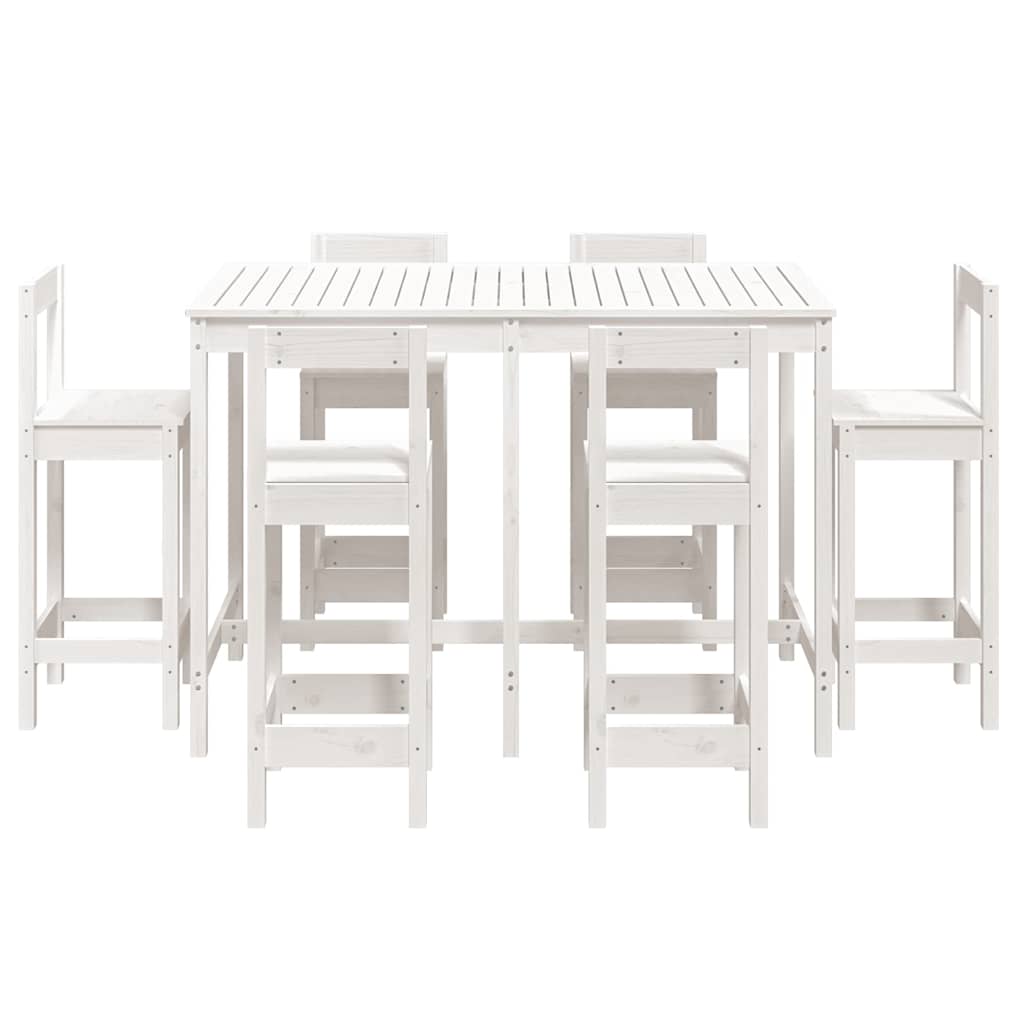 vidaXL 7 Piece Garden Bar Set White Solid Wood Pine