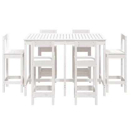 vidaXL 7 Piece Garden Bar Set White Solid Wood Pine
