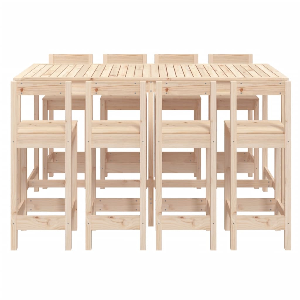 vidaXL 9 Piece Garden Bar Set Solid Wood Pine