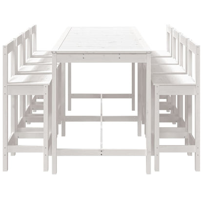 vidaXL 9 Piece Garden Bar Set White Solid Wood Pine