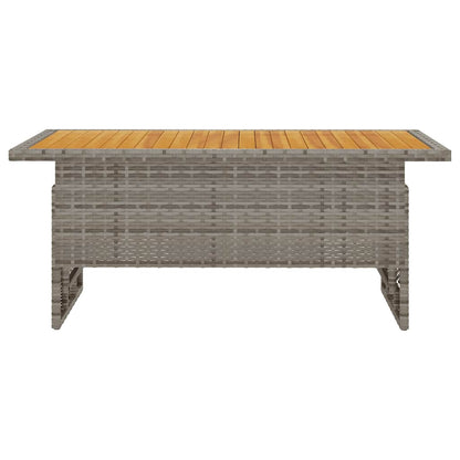 vidaXL Garden Table Grey 100x50x43/63 cm Solid Wood Acacia&Poly Rattan