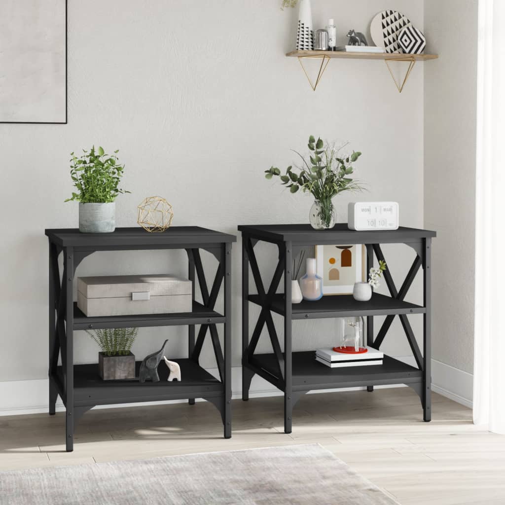 vidaXL Side Tables 2 pcs Black 40x42x50 cm Engineered Wood