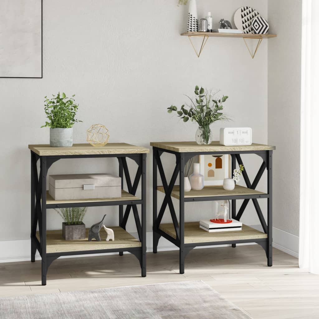 vidaXL Side Tables 2 pcs Sonoma Oak 40x42x50 cm Engineered Wood
