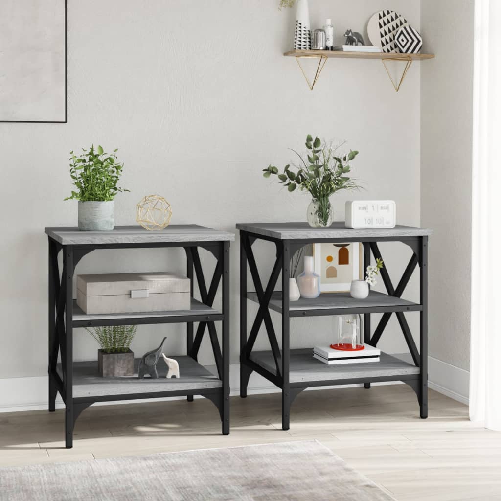 vidaXL Side Tables 2 pcs Grey Sonoma 40x42x50 cm Engineered Wood