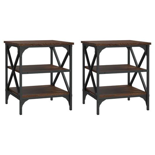 vidaXL Side Tables 2 pcs Brown Oak 40x42x50 cm Engineered Wood