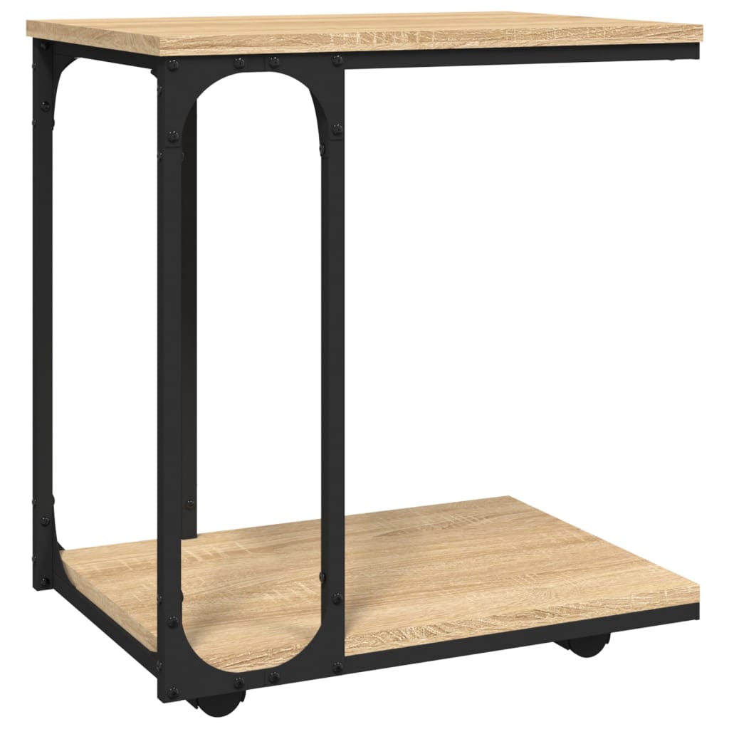 vidaXL Side Table with Wheels Sonoma Oak 50x35x55,5cm Engineered Wood