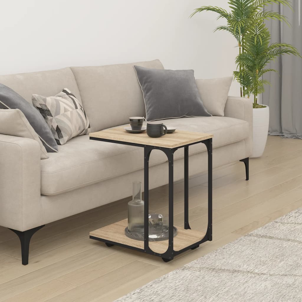 vidaXL Side Table with Wheels Sonoma Oak 50x35x55,5cm Engineered Wood
