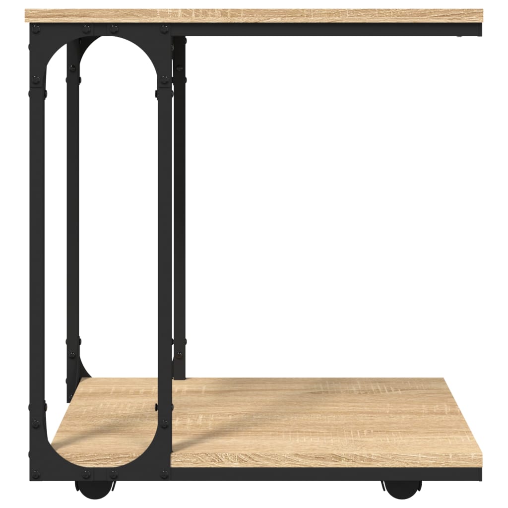 vidaXL Side Table with Wheels Sonoma Oak 50x35x55,5cm Engineered Wood