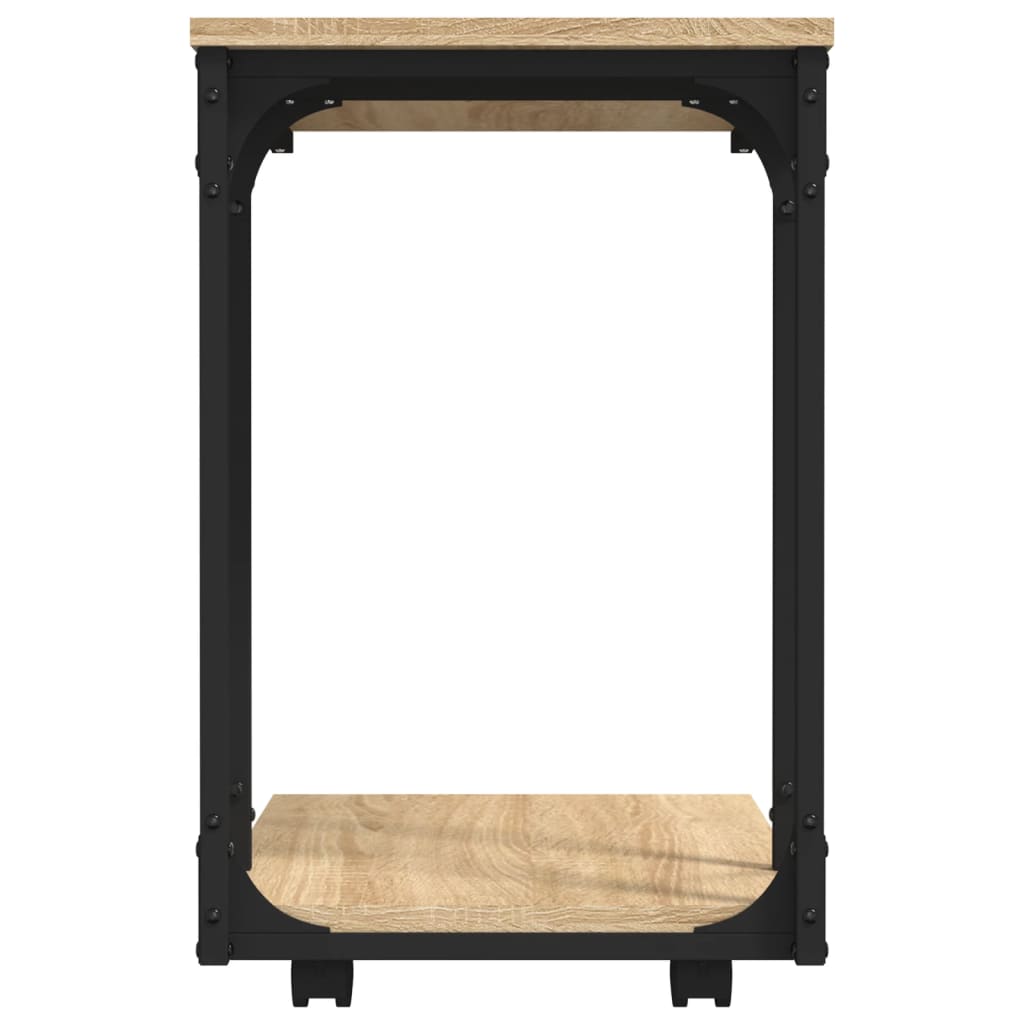 vidaXL Side Table with Wheels Sonoma Oak 50x35x55,5cm Engineered Wood