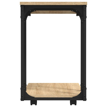 vidaXL Side Table with Wheels Sonoma Oak 50x35x55,5cm Engineered Wood