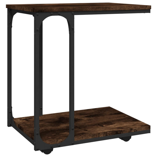 vidaXL Side Table with Wheels Smoked Oak 50x35x55,5cm Engineered Wood
