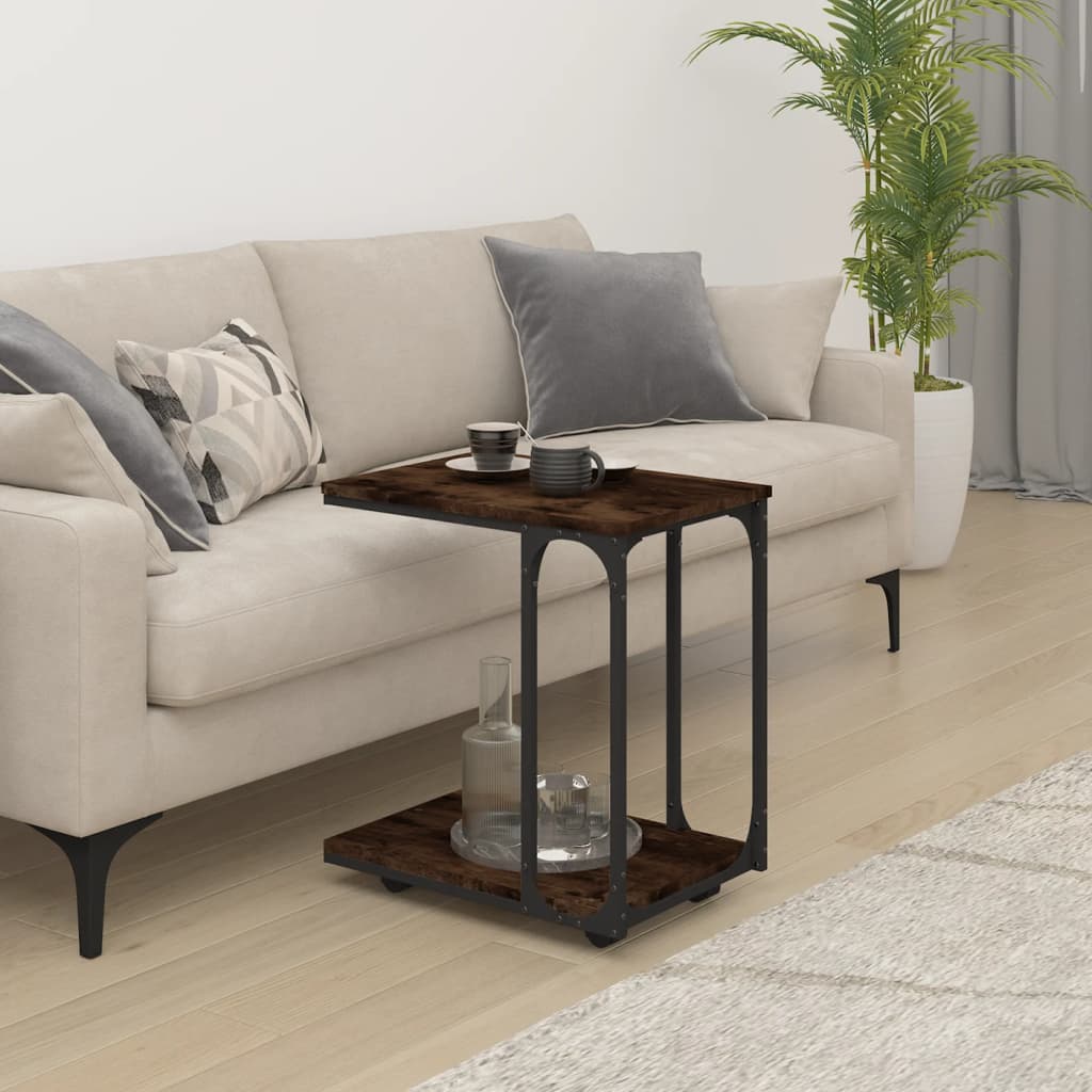 vidaXL Side Table with Wheels Smoked Oak 50x35x55,5cm Engineered Wood