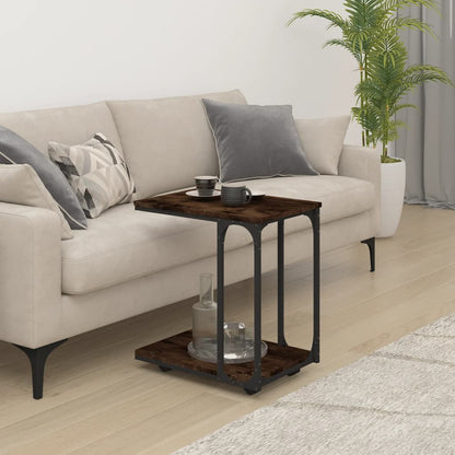 vidaXL Side Table with Wheels Smoked Oak 50x35x55,5cm Engineered Wood