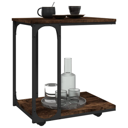 vidaXL Side Table with Wheels Smoked Oak 50x35x55,5cm Engineered Wood