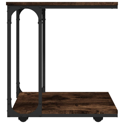 vidaXL Side Table with Wheels Smoked Oak 50x35x55,5cm Engineered Wood