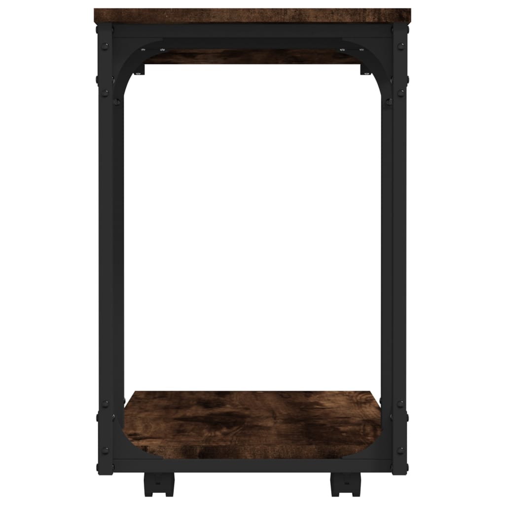 vidaXL Side Table with Wheels Smoked Oak 50x35x55,5cm Engineered Wood