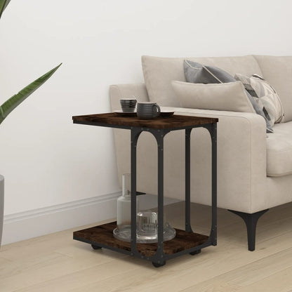 vidaXL Side Table with Wheels Smoked Oak 50x35x55,5cm Engineered Wood