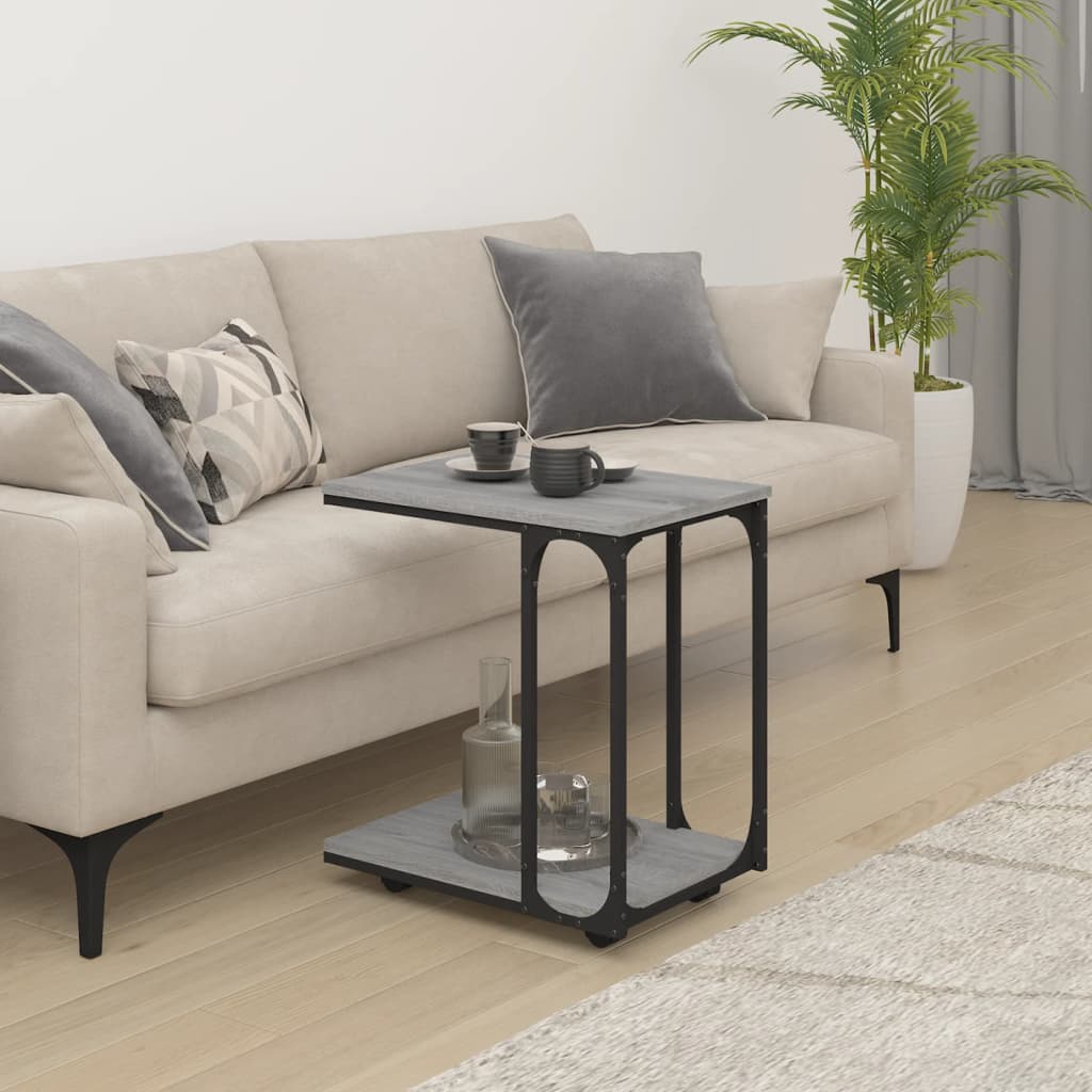 vidaXL Side Table with Wheels Grey Sonoma 50x35x55,5cm Engineered Wood