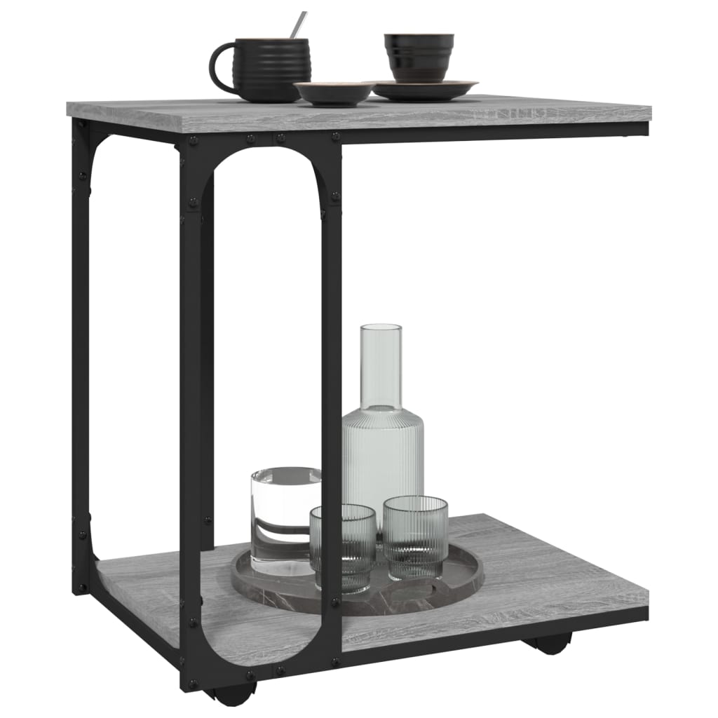vidaXL Side Table with Wheels Grey Sonoma 50x35x55,5cm Engineered Wood