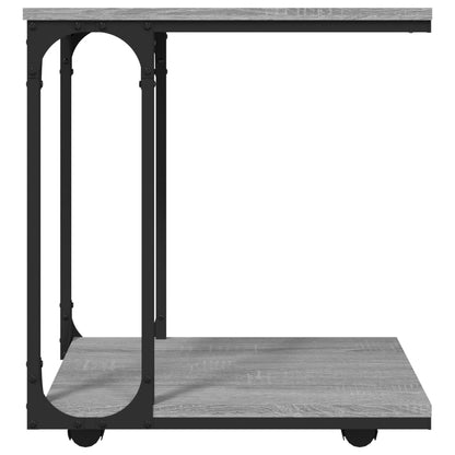 vidaXL Side Table with Wheels Grey Sonoma 50x35x55,5cm Engineered Wood